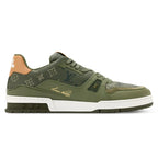 LV Trainer Designer Sneakers Grained Calf Leather Khaki Green