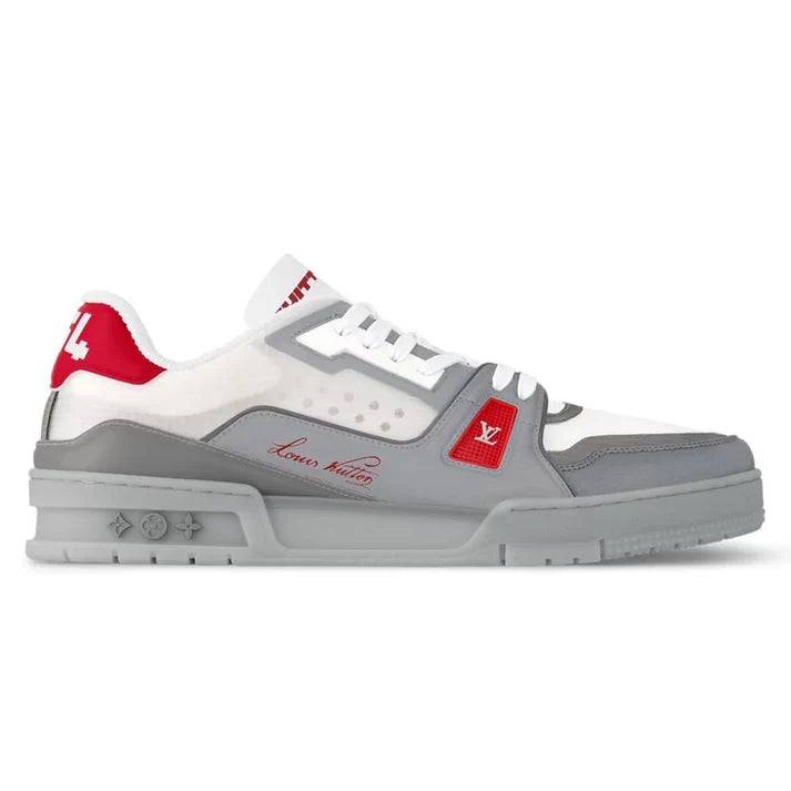 LV Trainer Sneaker – White/Grey/Red