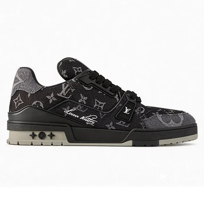 LV Trainer Sneaker Black Monogram Denim