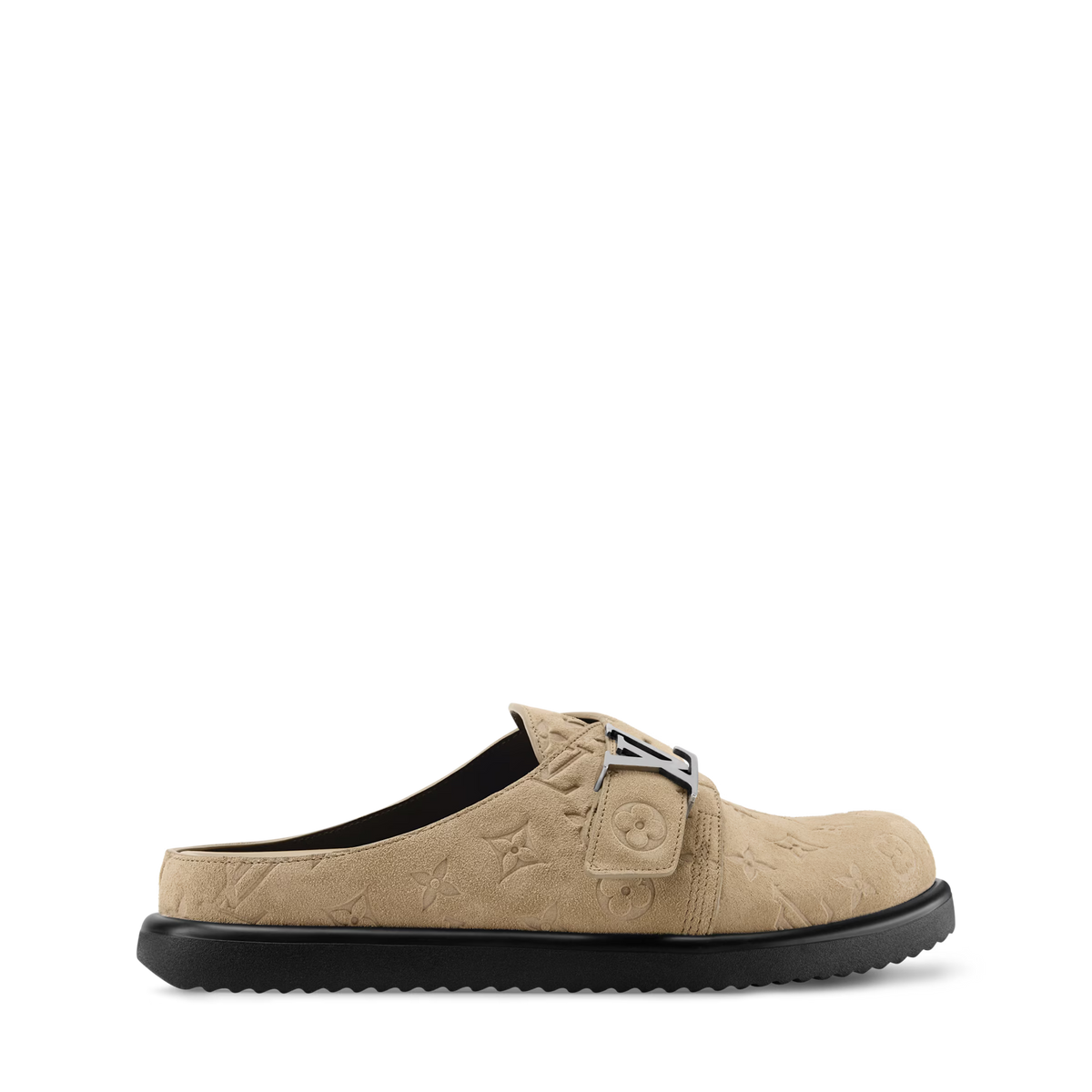 LV Sandals Easy Mule Beige Suede Monogram