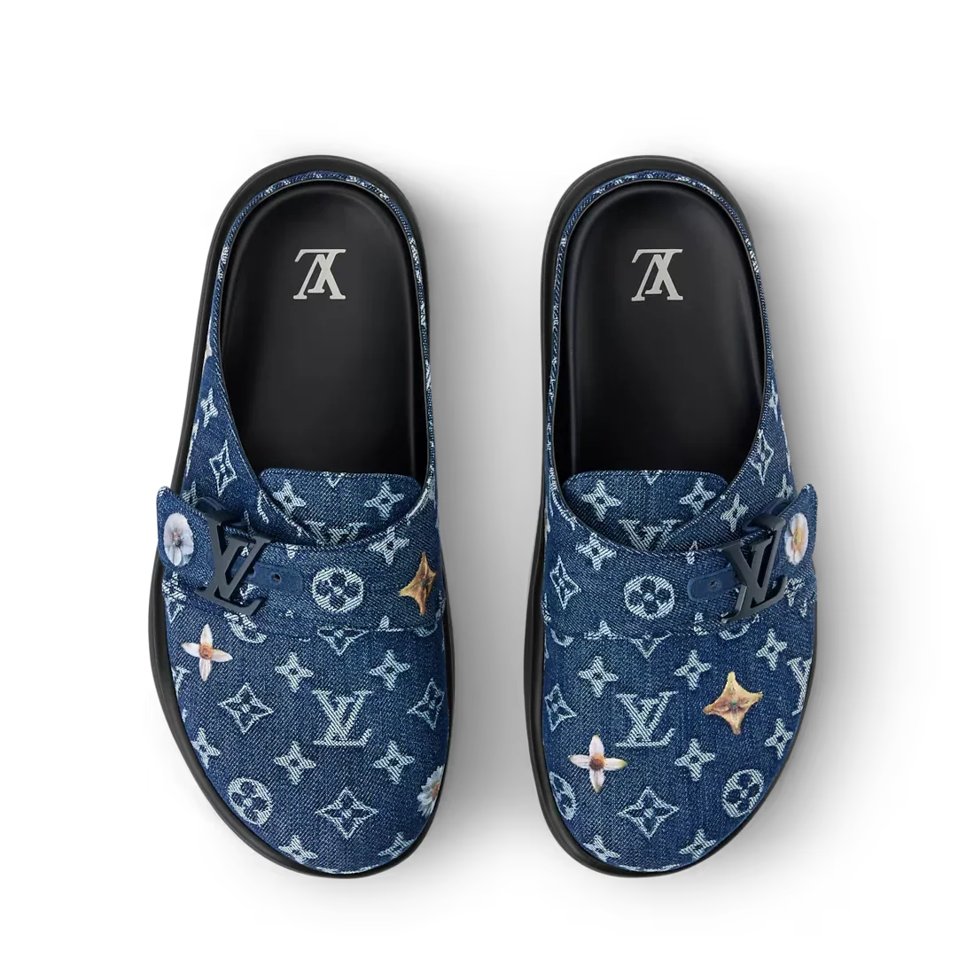 LV Sandals Easy Mule Blue Denim