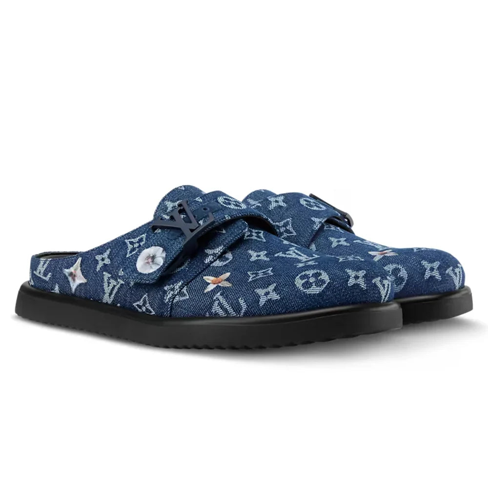 LV Sandals Easy Mule Blue Denim