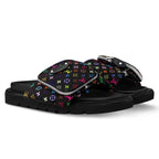 LV Sandals Pool Pillow Flat Comfort Mule x "Takashi Murakami" Black Multicolor