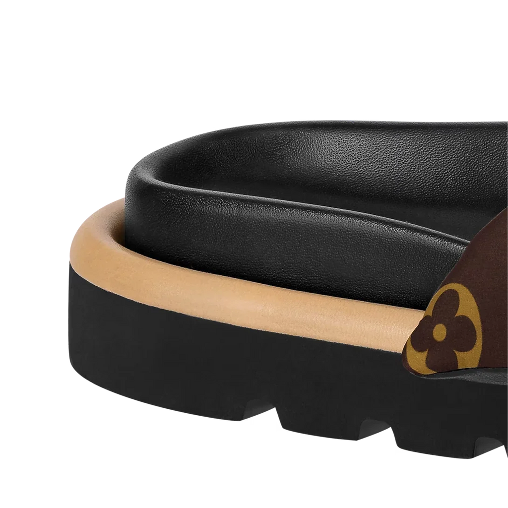 LV Sandals Pool Pillow Flat Comfort Mule Cocoa Brown