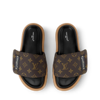 LV Sandals Pool Pillow Flat Comfort Mule Cocoa Brown