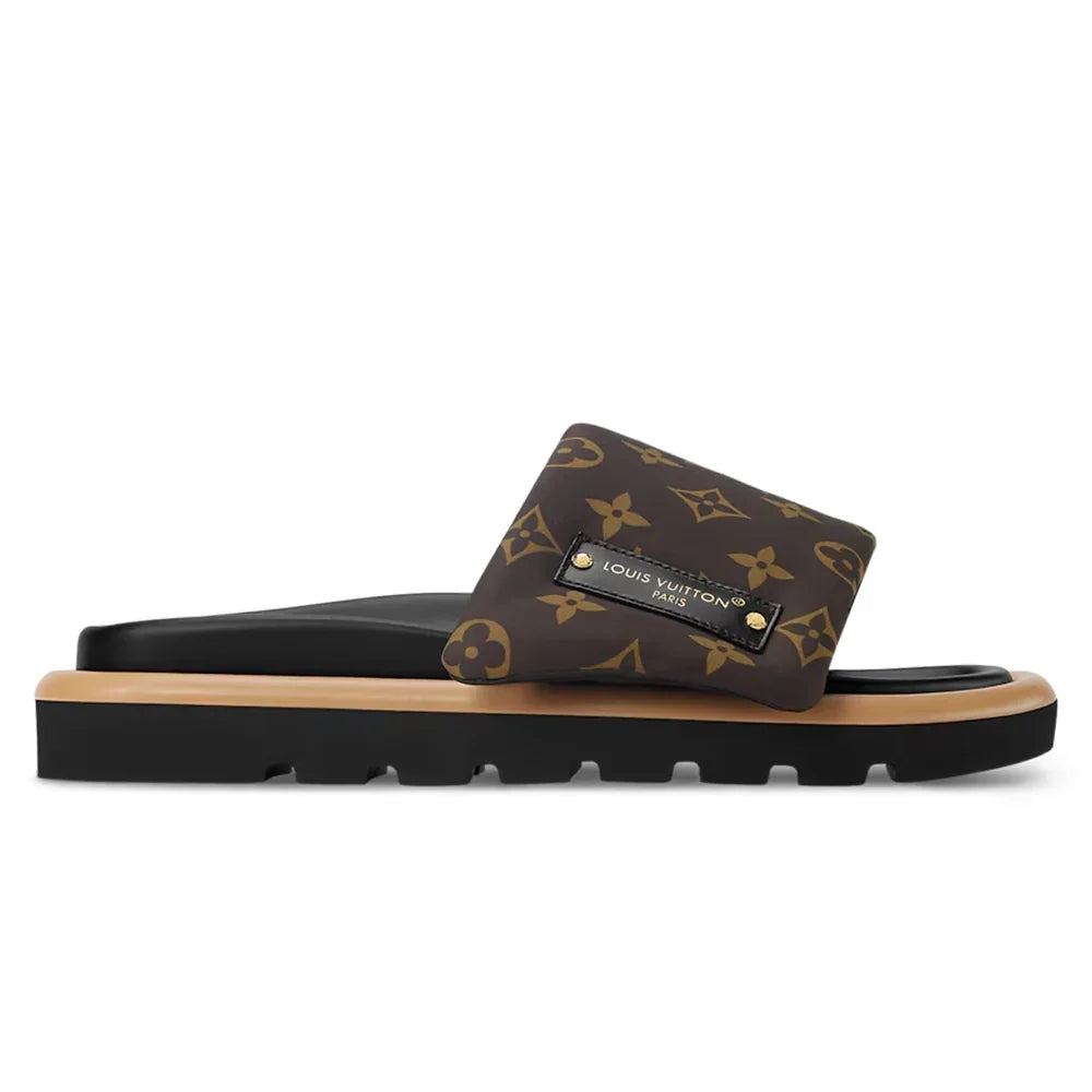 LV Sandals Pool Pillow Flat Comfort Mule Cocoa Brown