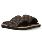LV Sandals Pool Pillow Flat Comfort Mule Cocoa Brown