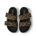 LV Sandals Pool Pillow Flat Comfort Mule Cacao Brown