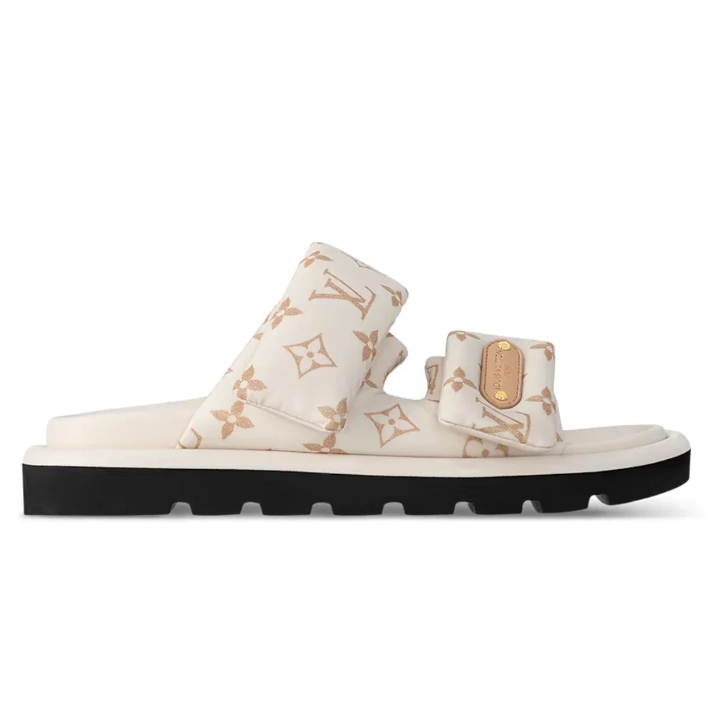LV Sandals Pool Pillow Flat Comfort Mule Dune Beige