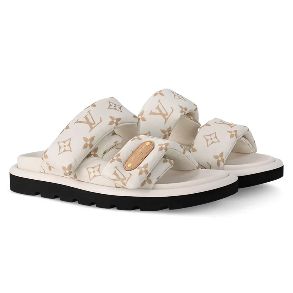 LV Sandals Pool Pillow Flat Comfort Mule Dune Beige