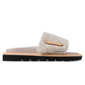 LV Sandals Pool Pillow Flat Comfort Mule Beige Jacquard