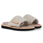 LV Sandals Pool Pillow Flat Comfort Mule Beige Jacquard