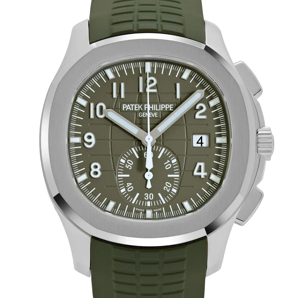Aquanaut 42mm 5968G-010 Chronograph White Gold Khaki Green Dial