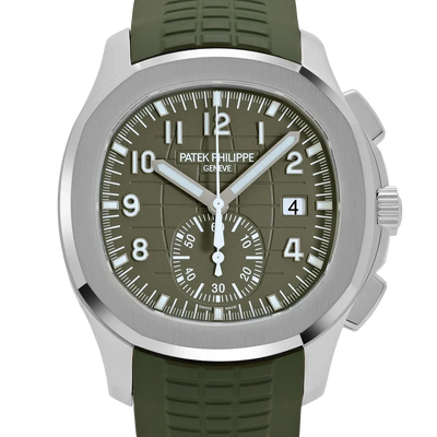 Aquanaut 42mm 5968G-010 Chronograph White Gold Khaki Green Dial