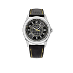 Calatrava 40mm 6007G-001 White Gold Black Dial Yellow Accents