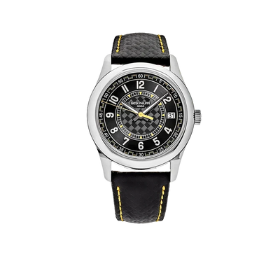 Calatrava 40mm 6007G-001 White Gold Black Dial Yellow Accents