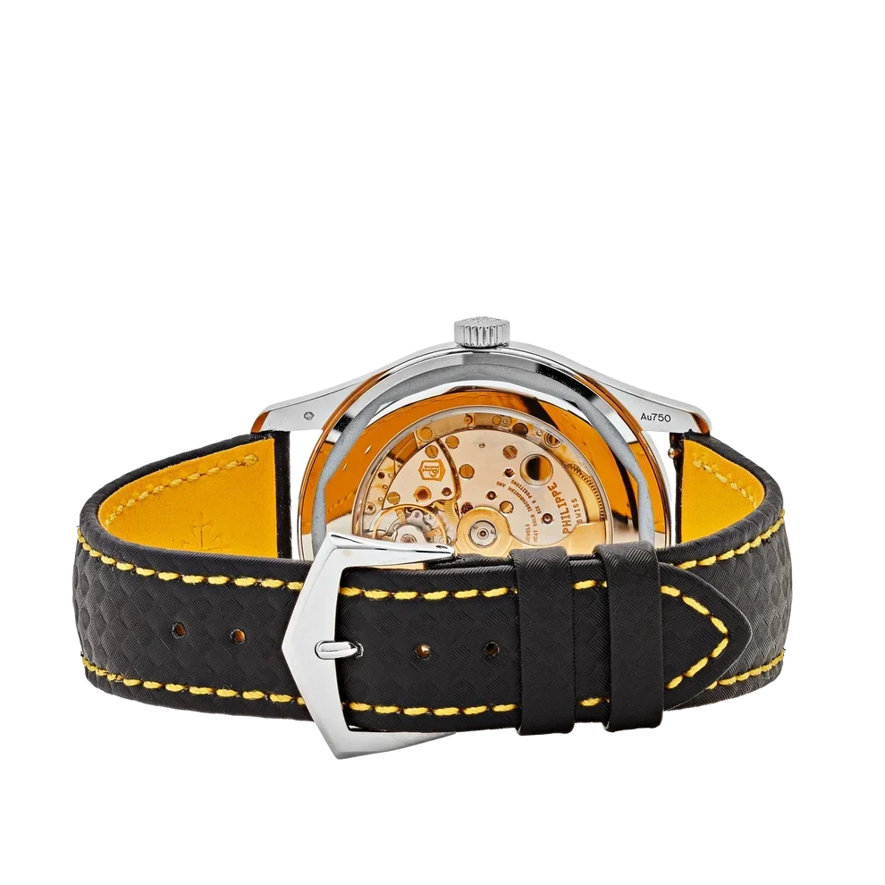 Calatrava 40mm 6007G-001 White Gold Black Dial Yellow Accents