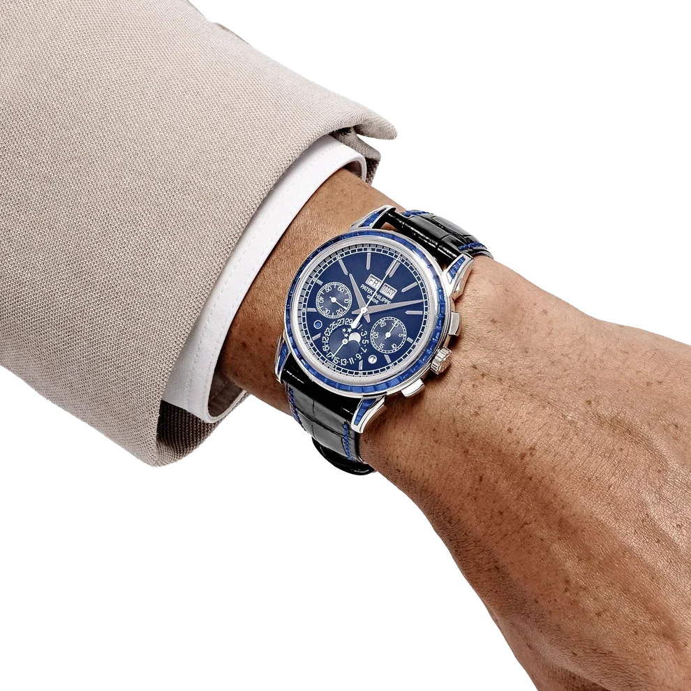 Grand Complications 41mm 5271/11P-010 Perpetual Calendar Chronograph Platinum Baguette Sapphires