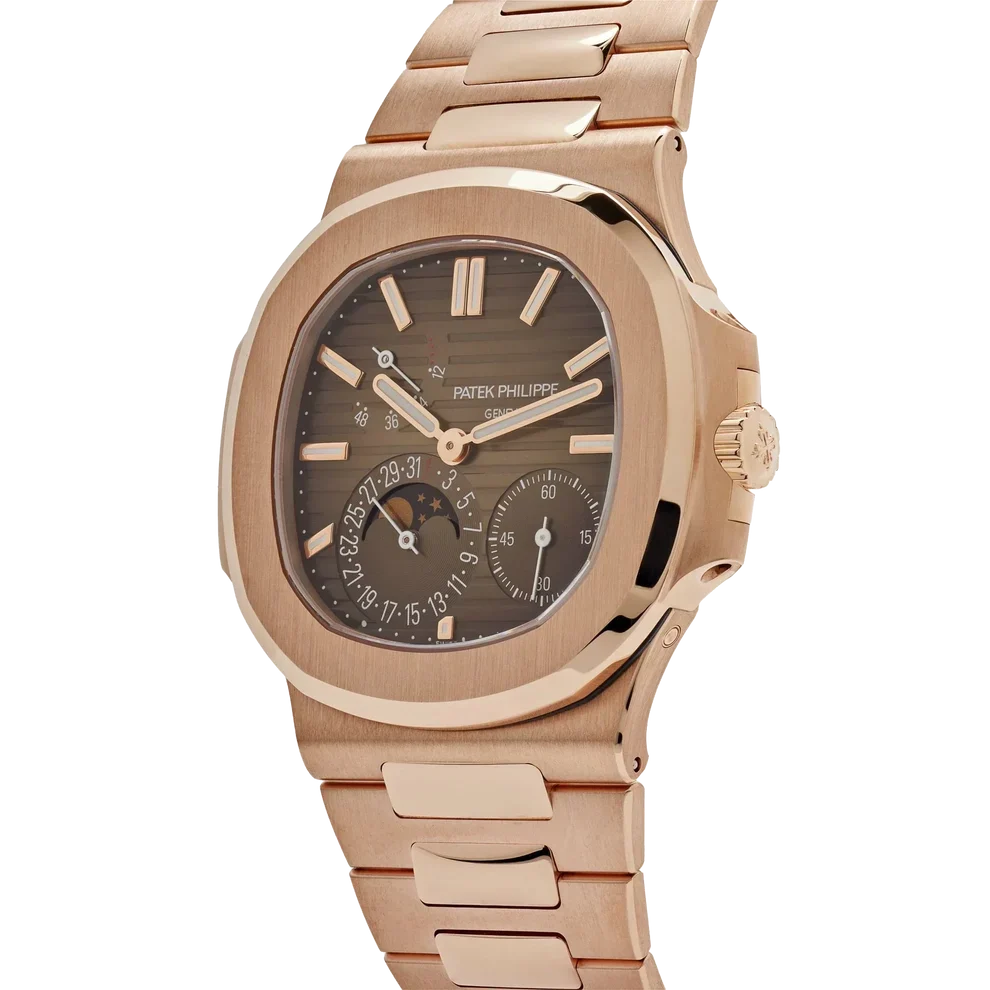 Nautilus 40mm 5712/1R-001 Moon Phase Power Reserve Rose Gold Brown Dial