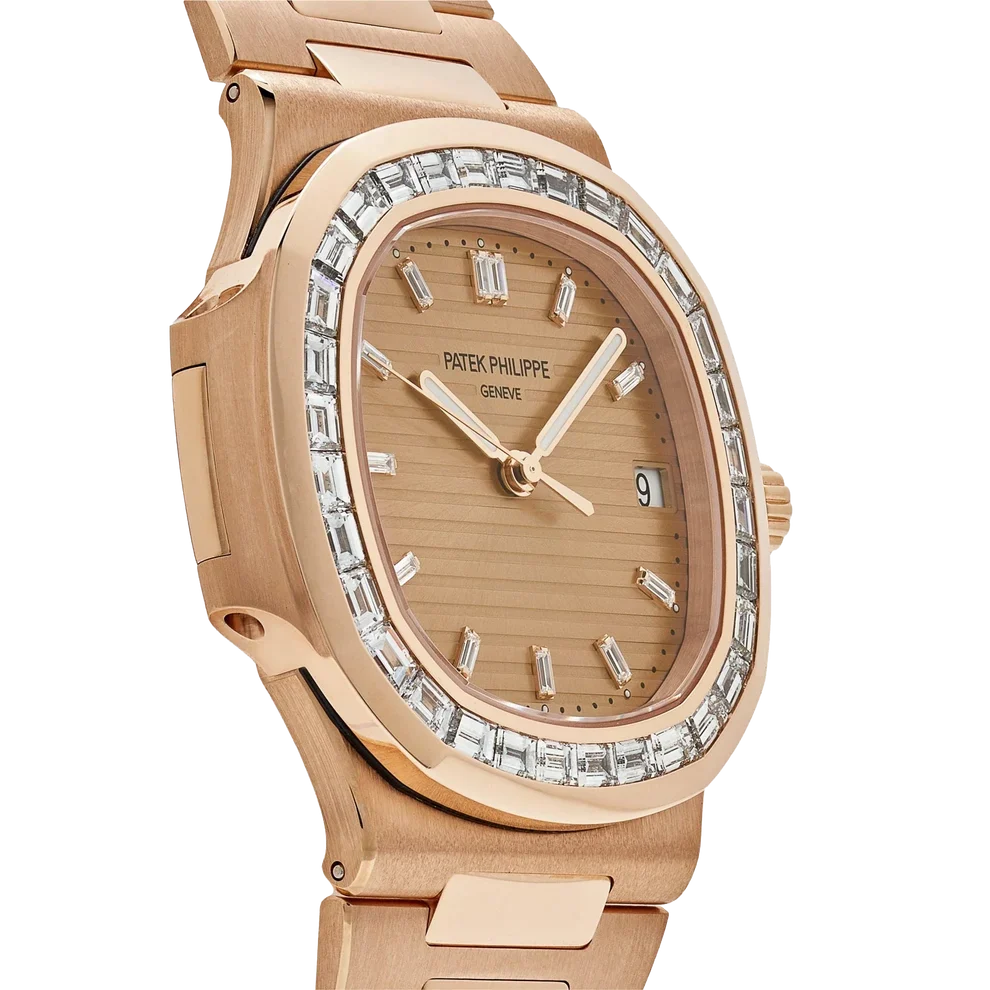 Nautilus 40mm 5723/1R-001 Rose Gold Rose-Gilt Dial Baguette Diamond Bezel