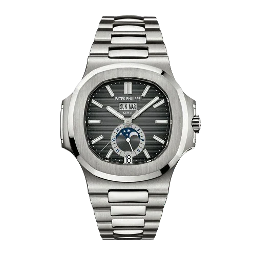 Nautilus 40mm 5726/1A-001 Annual Calendar Moon Phases Stainless Steel Gray Dial